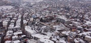 Kestel’de kartpostallık kar görüntüsü drone ile görüntülendi
