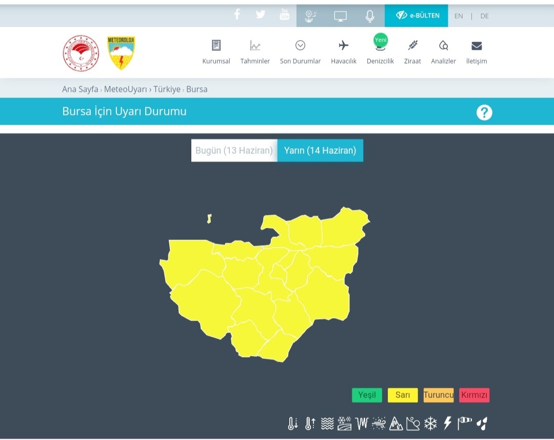 Meteoroloji Genel Müdürlüğü’nden Bursa