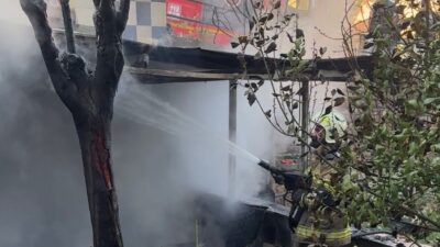 Kestel Vanimehmet Mahallesi Öğretmenevi Sokak’ta bulunan, kullanılmayan Öğretmenevi’nin bahçesinde yangın