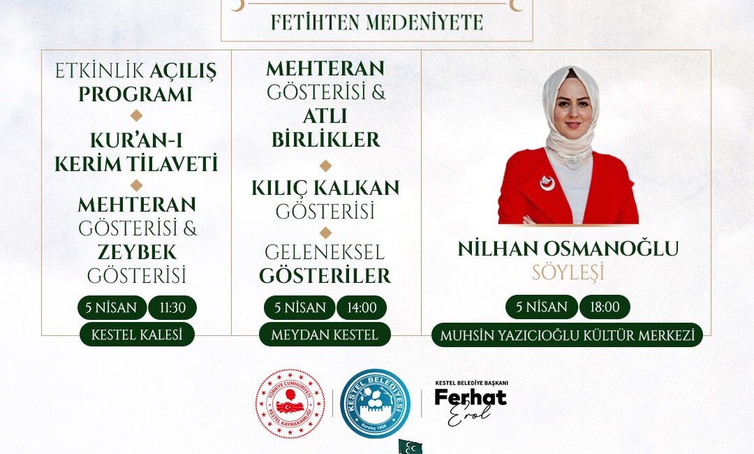 Fetih yılı coşkusu 5 Nisan’da Kestel’de yaşanacak Kestel Belediyesi, Bursa’nın fethinin 700. yılı dolayısıyla kapsamlı bir program hazırladı.